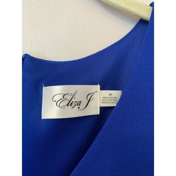 Eliza J Cobalt Blue Flutter Sleeve Knee Length Dress Career Wedding Guest 8P - Picture 5 of 11